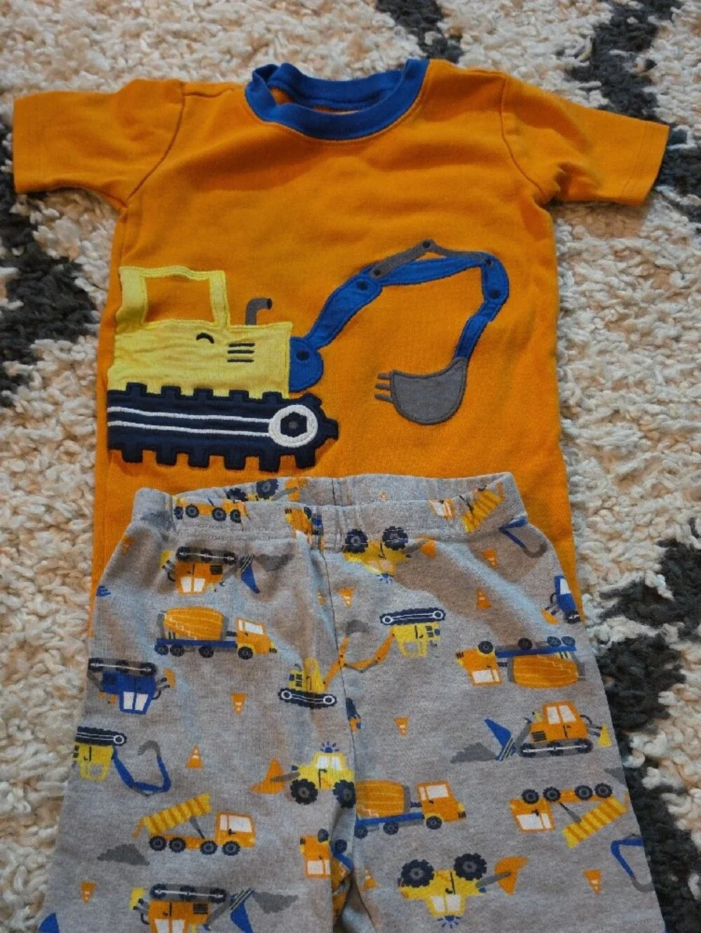 Gymboree Orange and Blue Construction Excavator Pajama Set